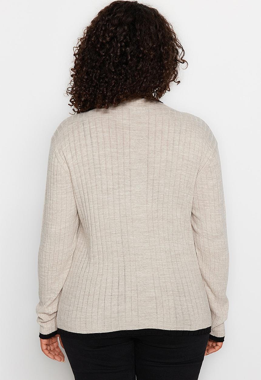 Trendyol - Plus stripe sweater - beige