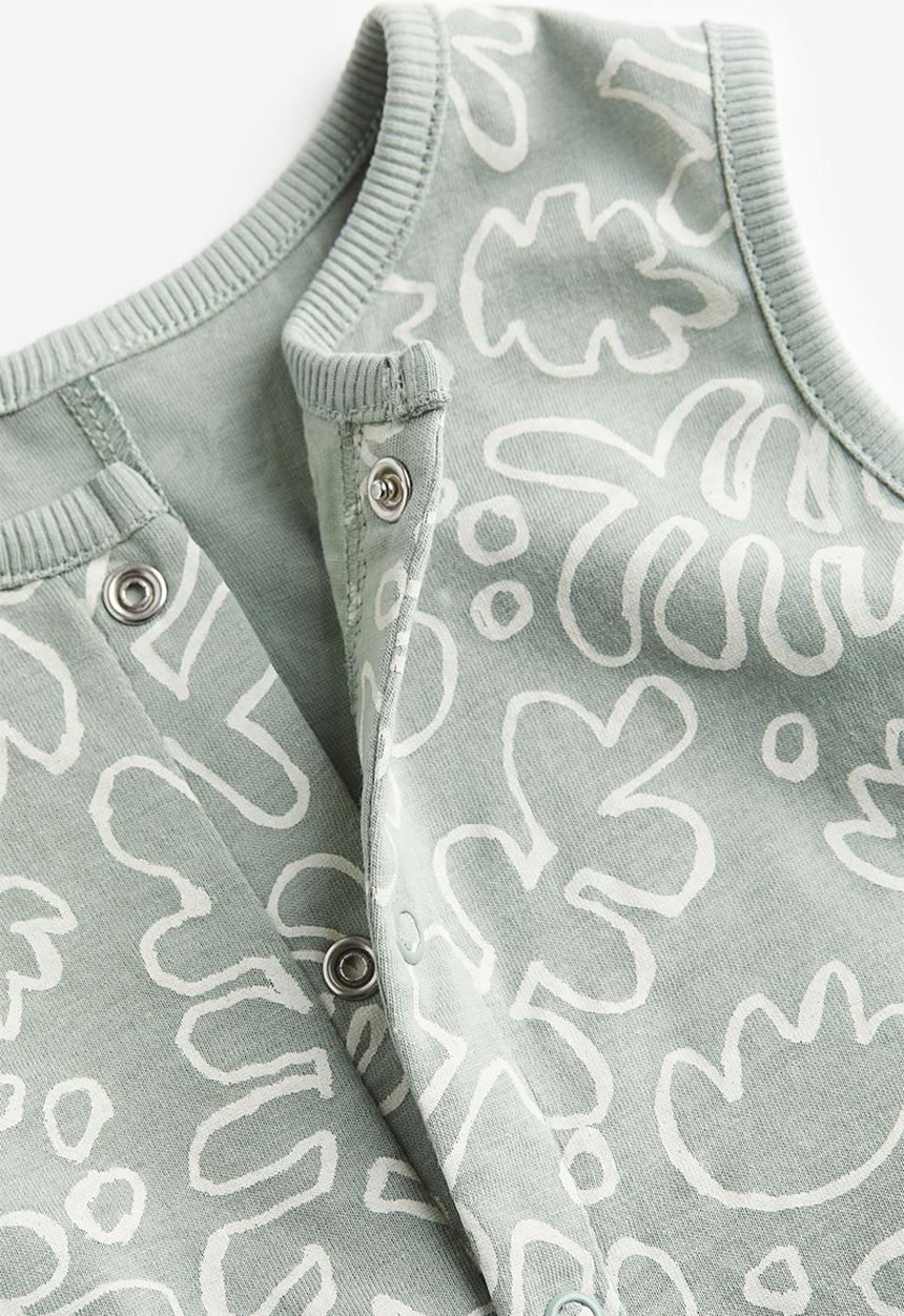 H&M - Cotton romper suit - light green leaves