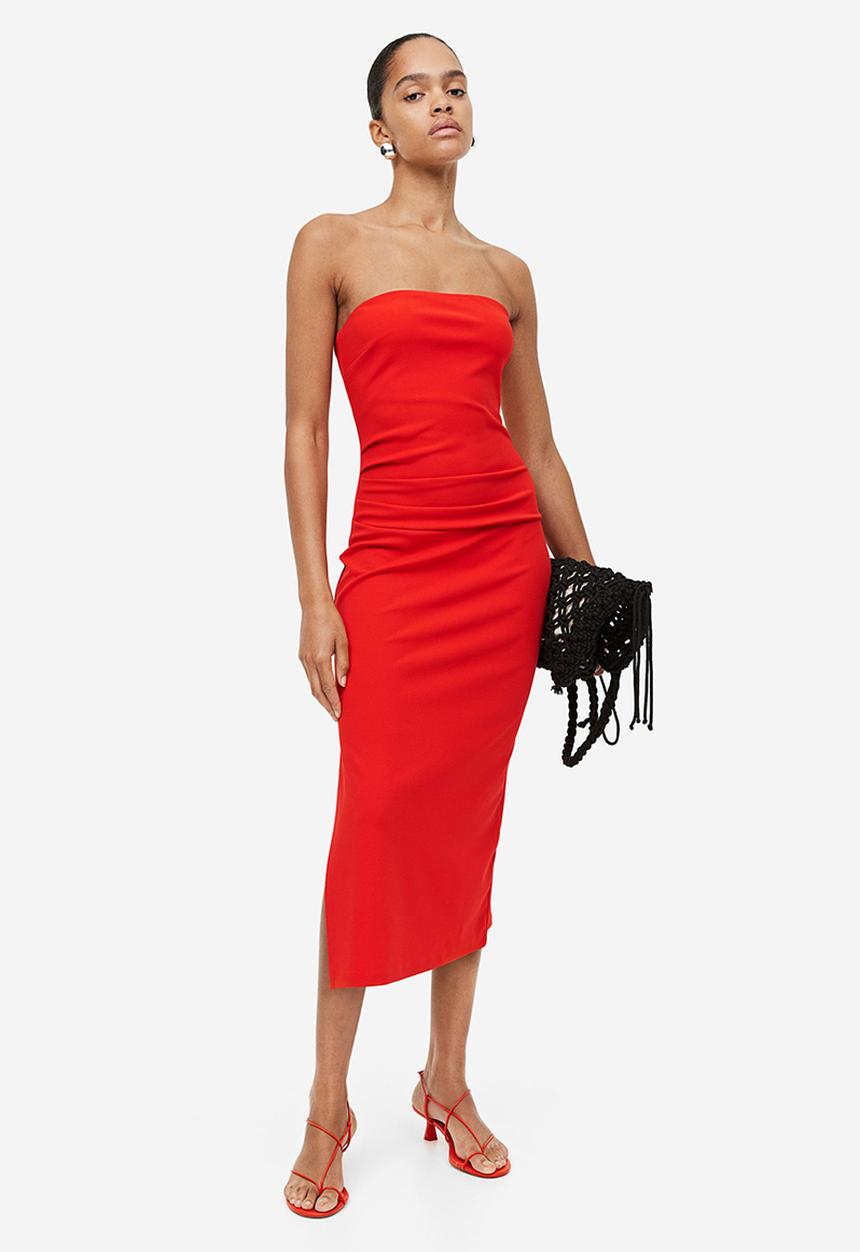 H&M - Gathered bandeau dress - red