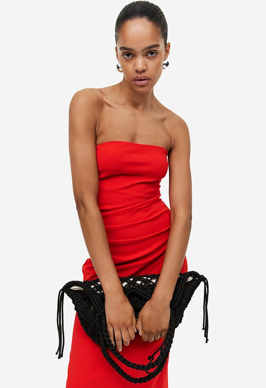 H&M - Gathered bandeau dress - red