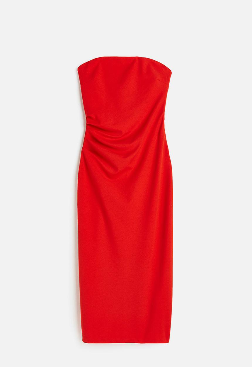 H&M - Gathered bandeau dress - red