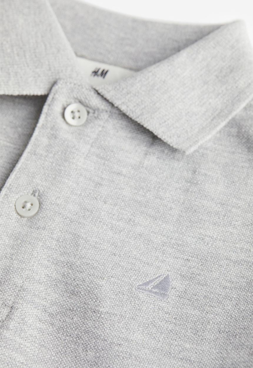 H&M - Cotton piqué polo shirt - grey marl