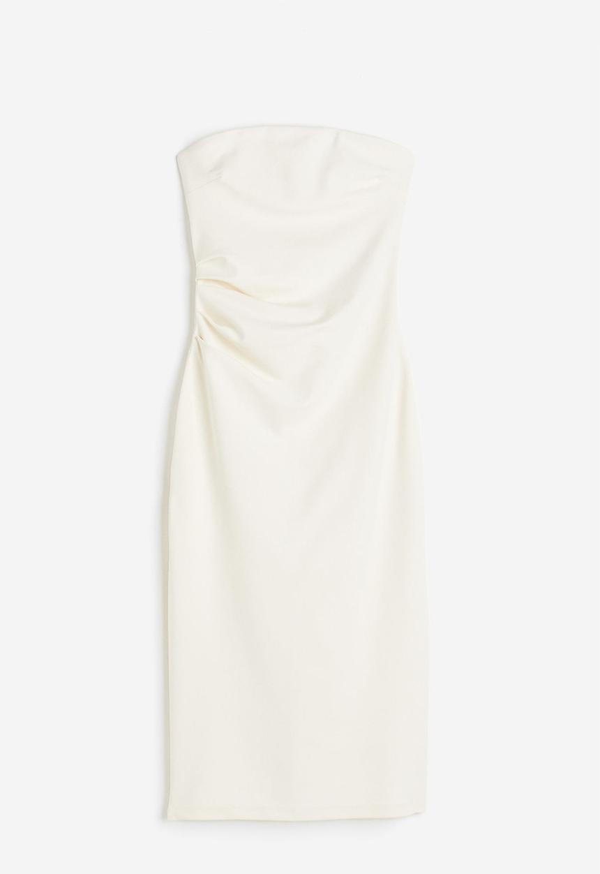 H&M - Gathered bandeau dress - cream