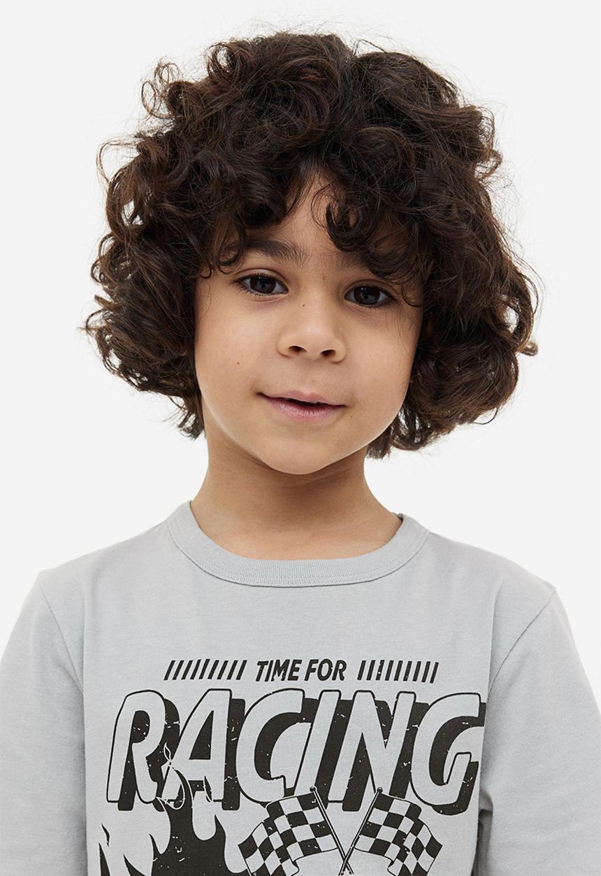 H&M - Printed cotton T-shirt - light grey race car 