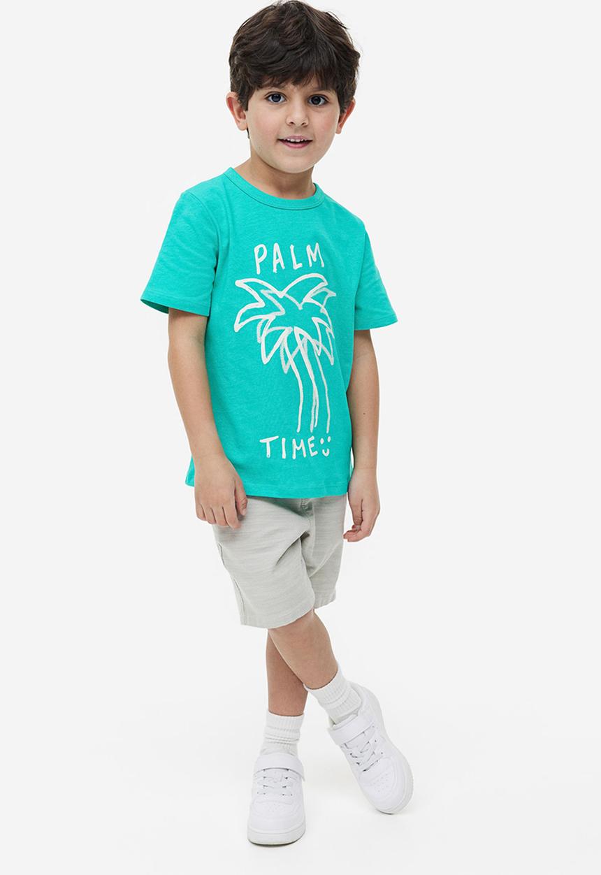 H&M - Printed cotton T-shirt - turquoise palm time