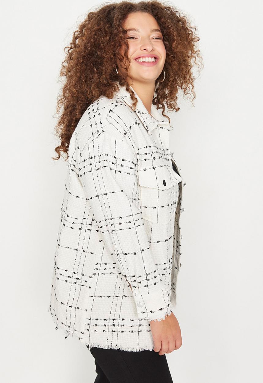 Trendyol - Plus chenille shirt - white