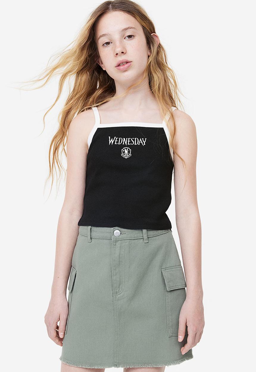 H&M - Printed strappy top - black wednesday