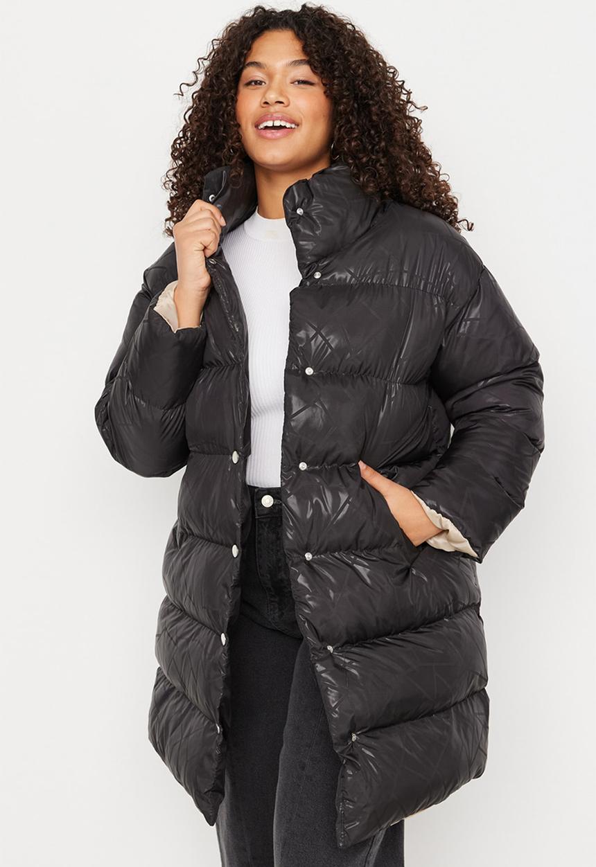 Trendyol - Plus printed down jacket - black