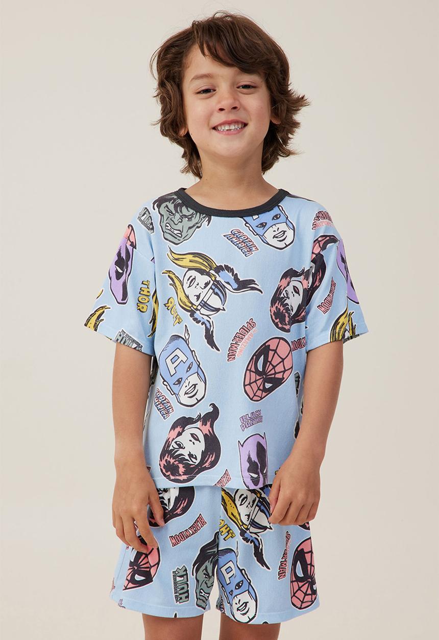 Cotton On - Damon short sleeve pyjama set license - lcn mar frosty blue/marvel friends