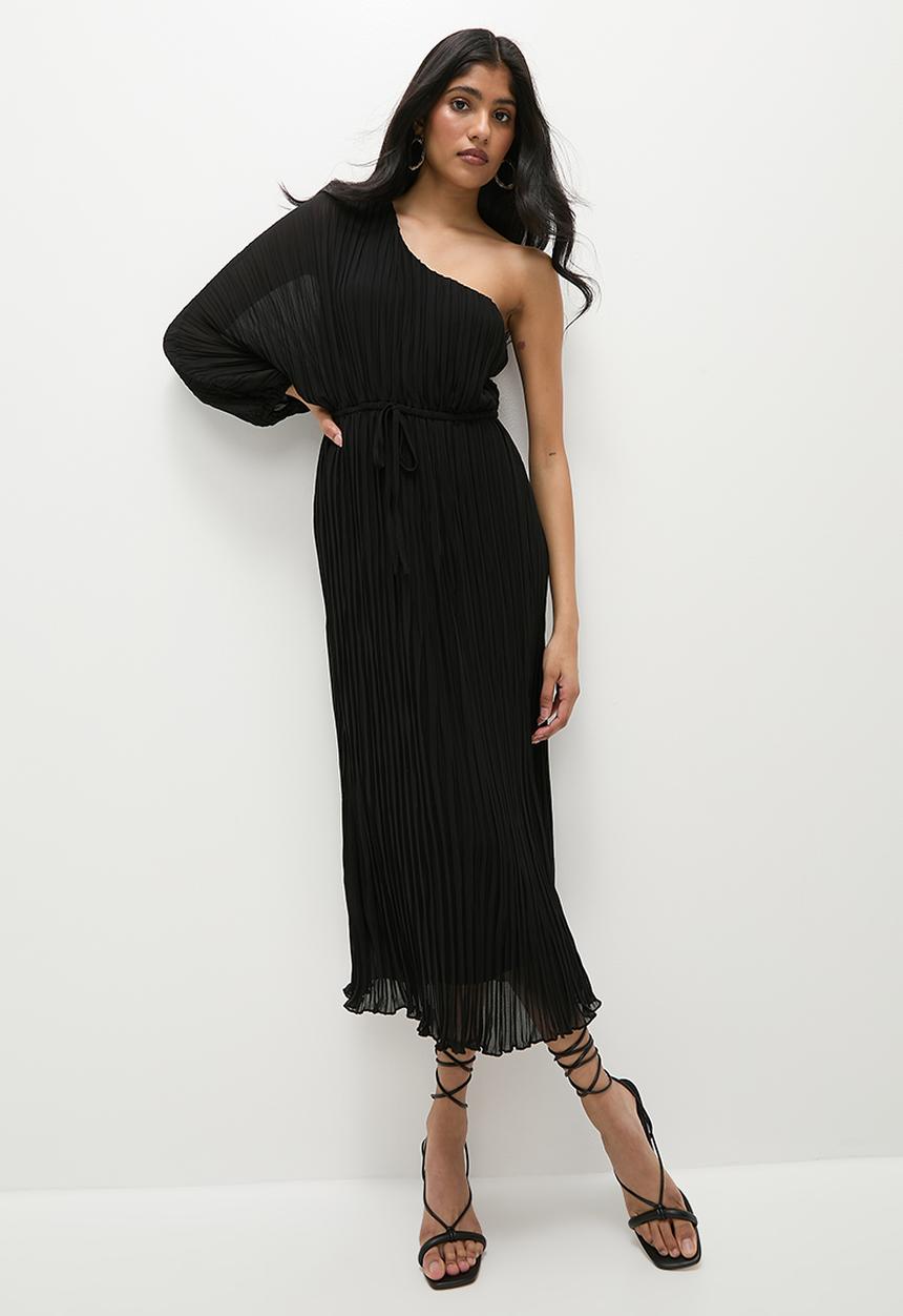 Superbalist - Asym pleated midi dress - black