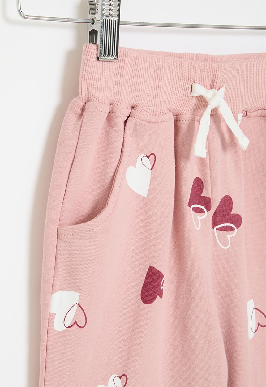Pop Candy - Heart Print cuffed pants - pink