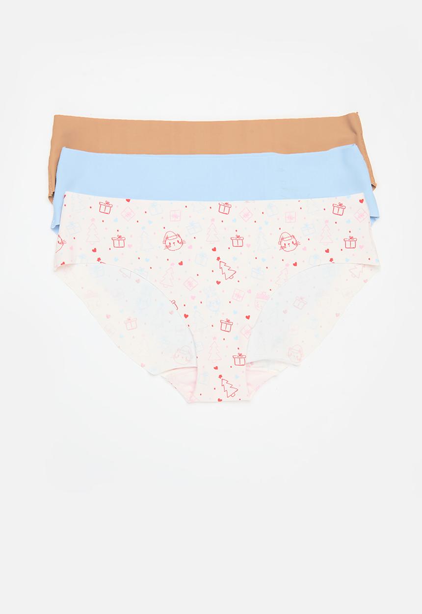 Cotton On - The Invisible Bikini Brief 3 Pack - Shrinking Violet Cats/Maple Sugar/Clear Sky