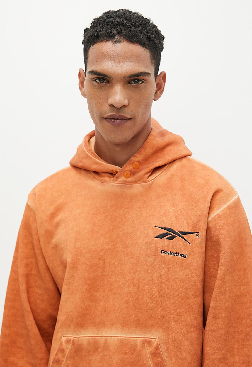 Reebok - Basketball court top Bi-Dye fleece hoodie - orange