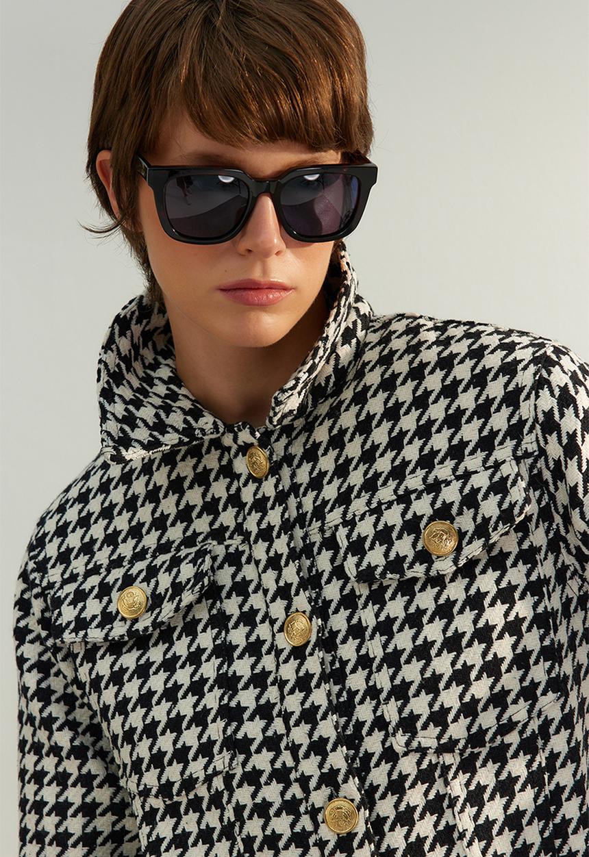 Trendyol - Limited edition plaid jacket - black & white 