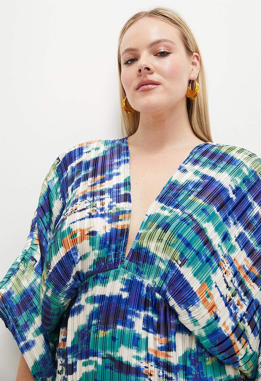 VELVET - Pleated dolman sleeve maxi dress - multi