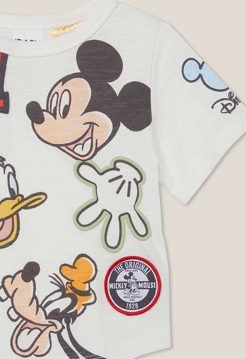 Cotton On - Fynn slub spliced tee lcn - lcn dis vanilla/mickey icons