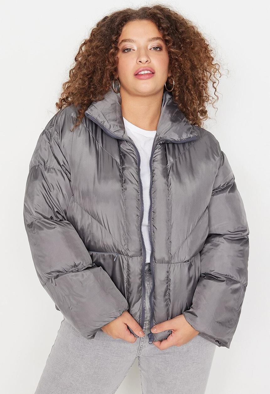 Trendyol - Plus oversized puffy coat - grey