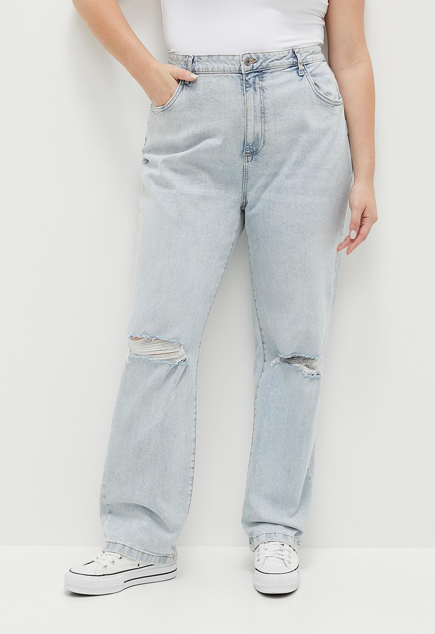 Cotton On - Plus Curvy Stretch Straight Jean - Palm Blue Rip