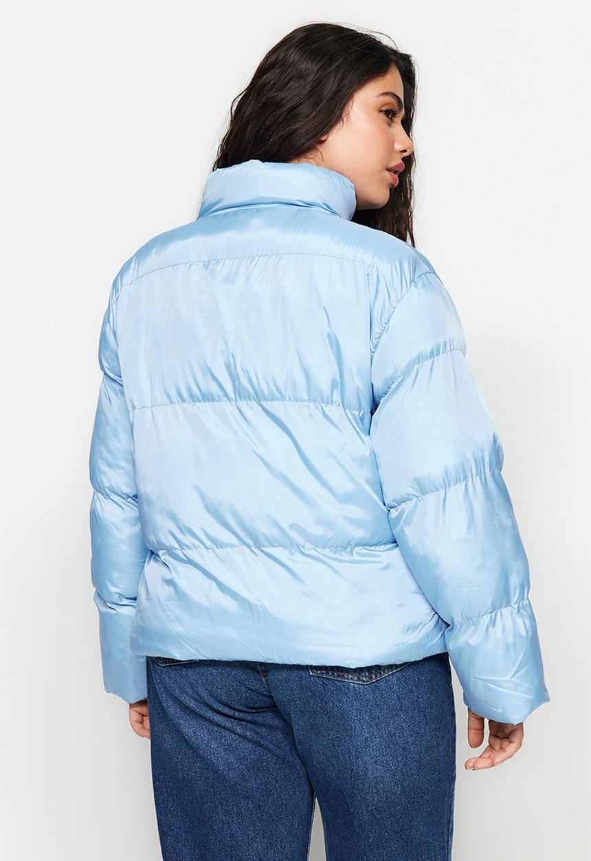 Trendyol - Plus inflatable crop coat - light blue