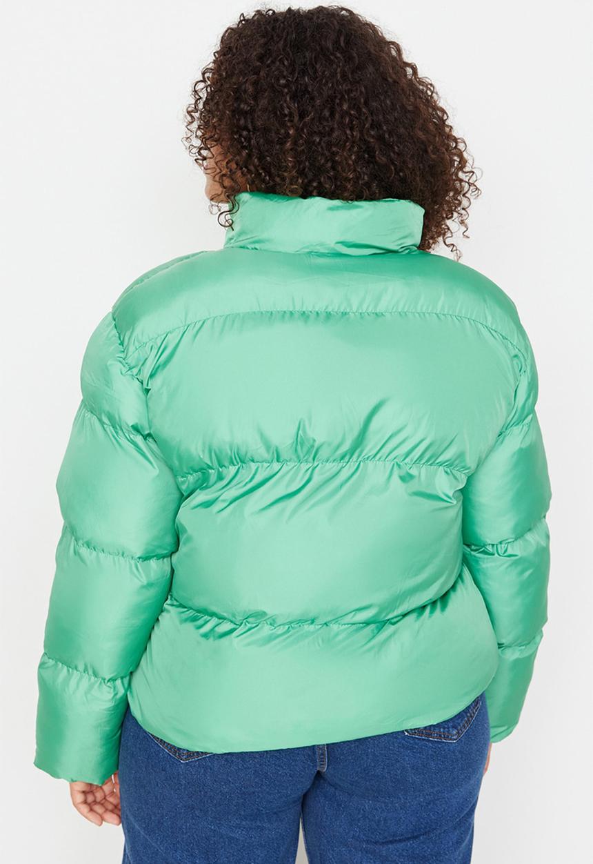 Trendyol - Plus crop down jacket - green