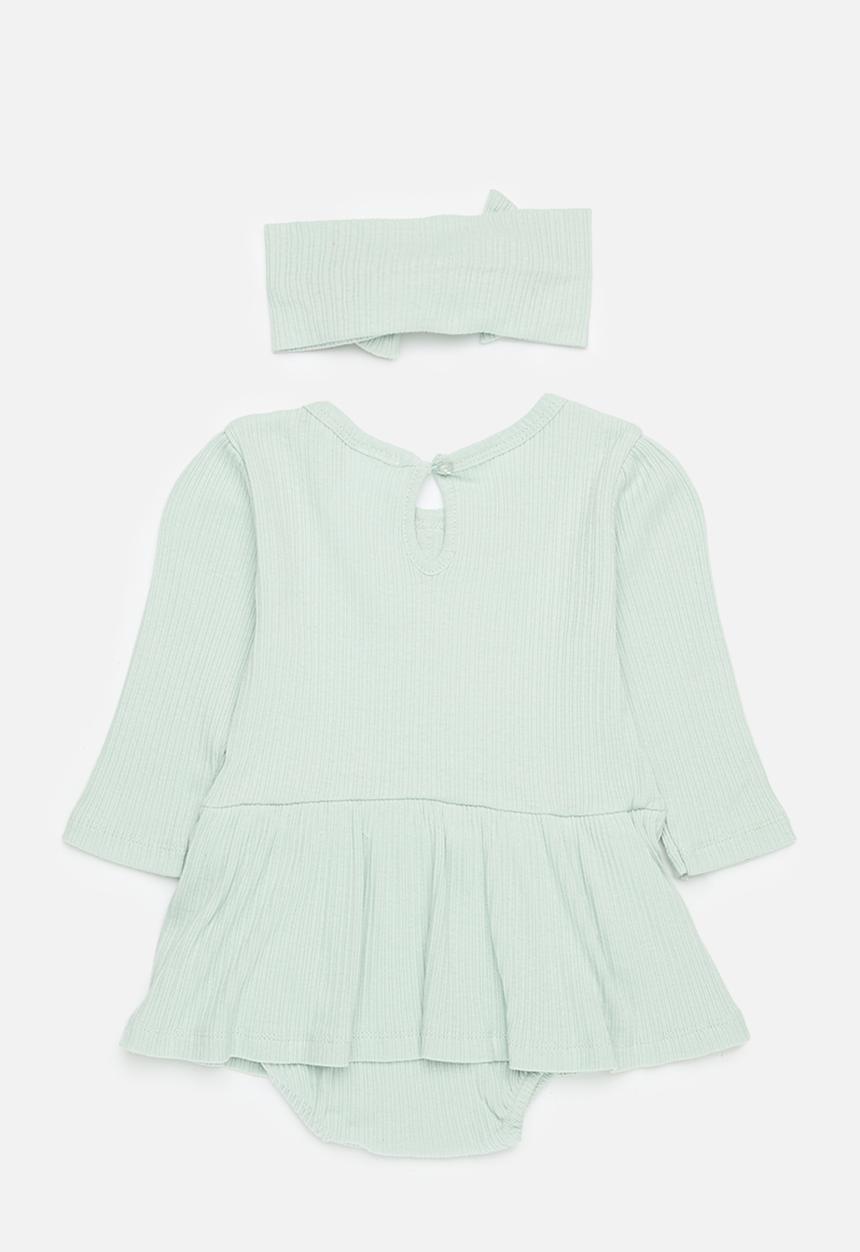 Pop Candy - Romper dress with socks & headband set - sage green