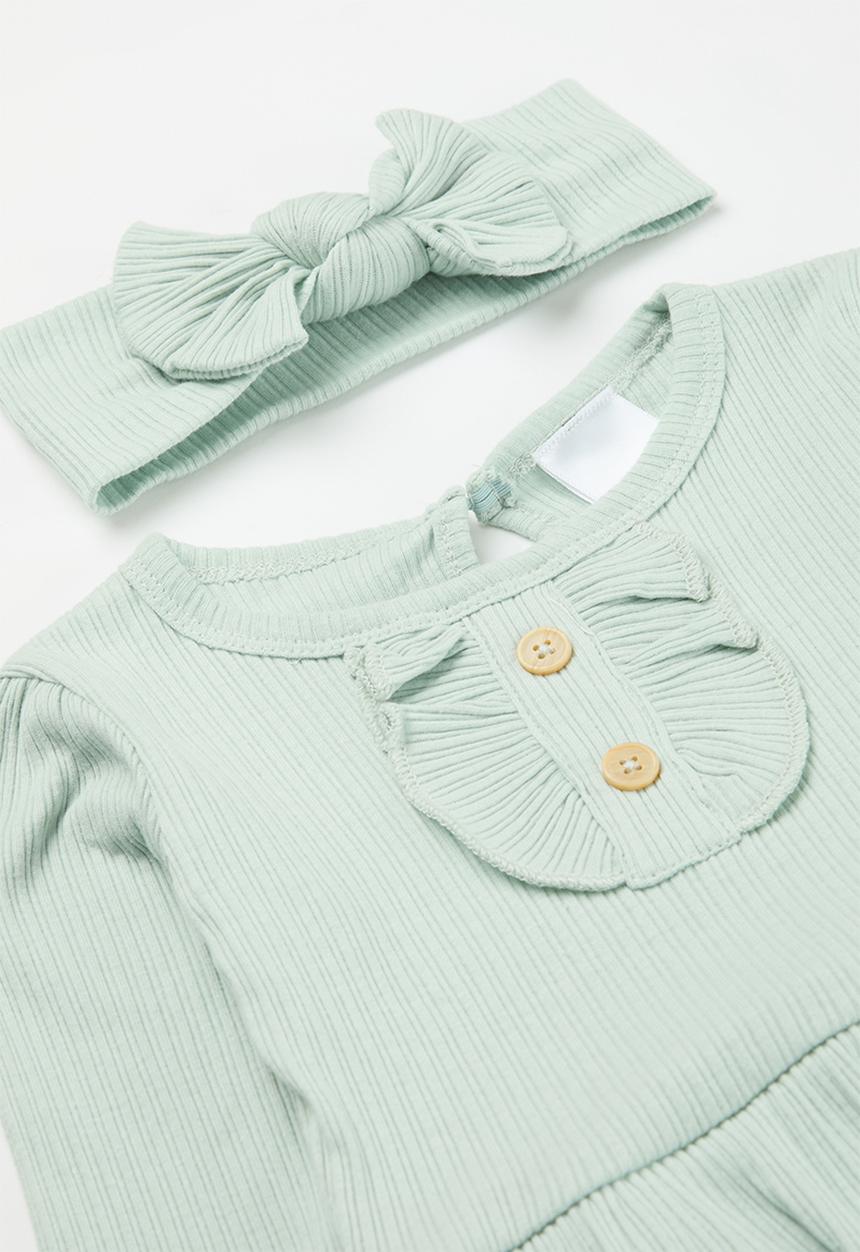Pop Candy - Romper dress with socks & headband set - sage green