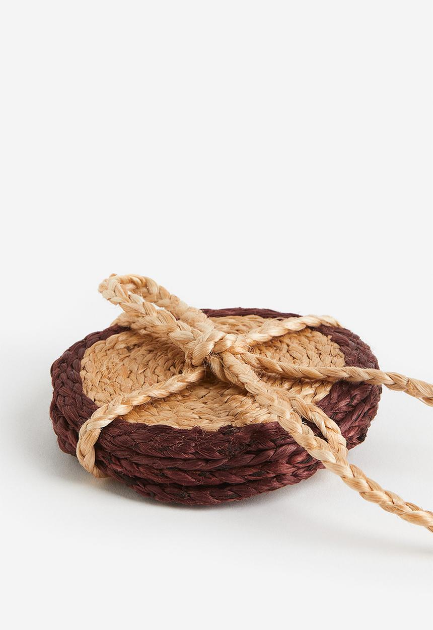 H&M - 4 Pack jute coasters - beige & brown 