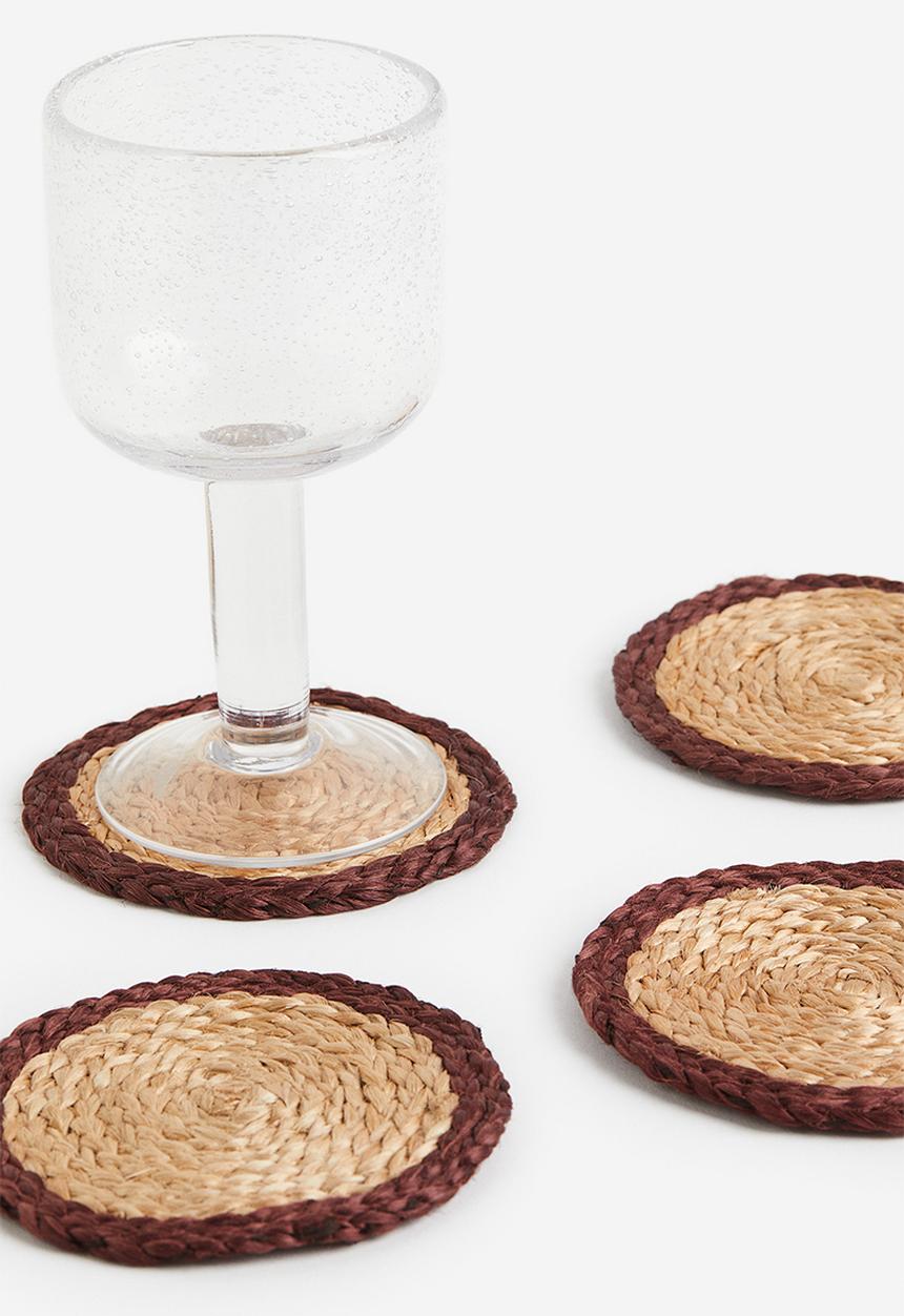 H&M - 4 Pack jute coasters - beige & brown 