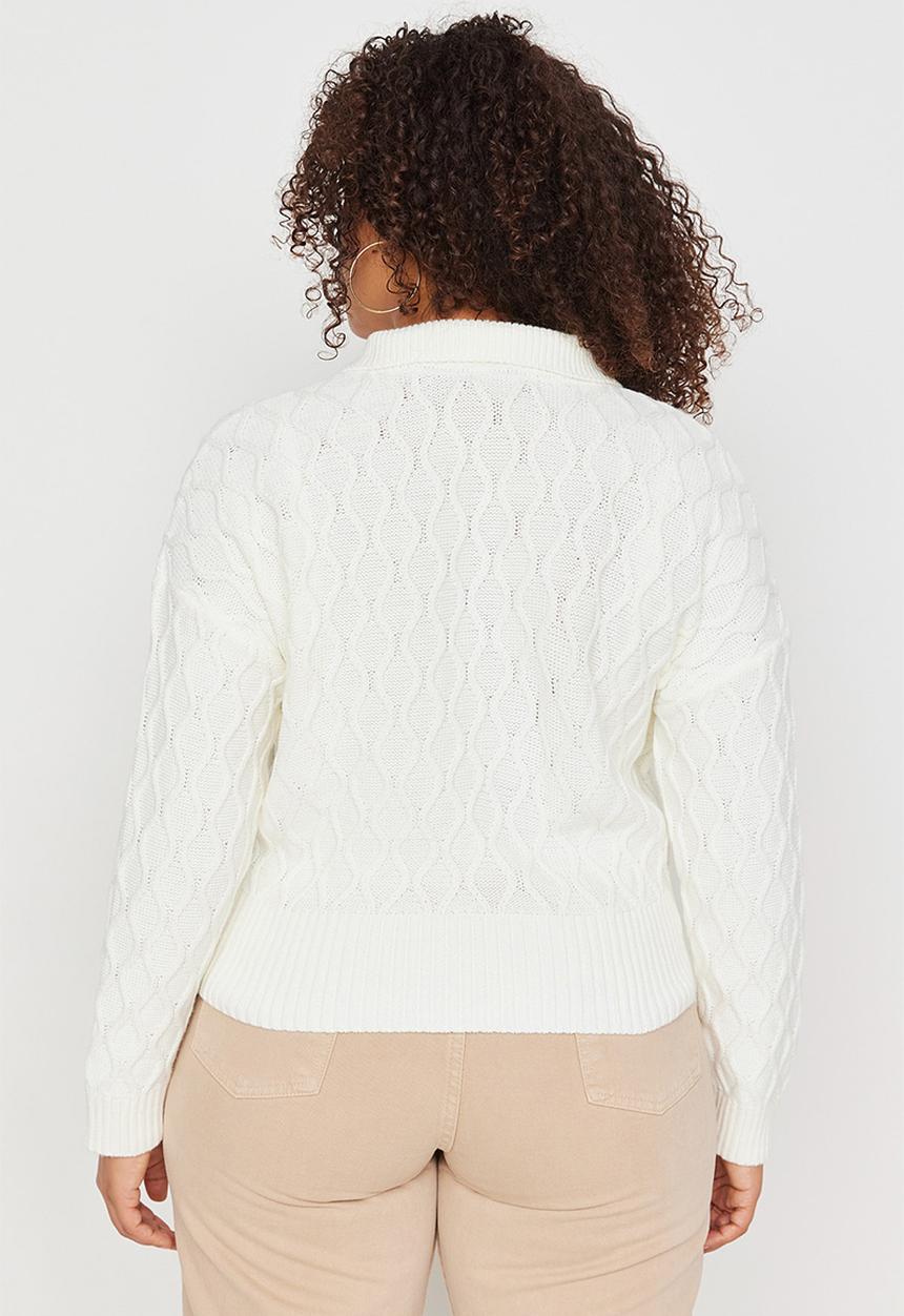 Trendyol - Plus knitwear sweater - ecru
