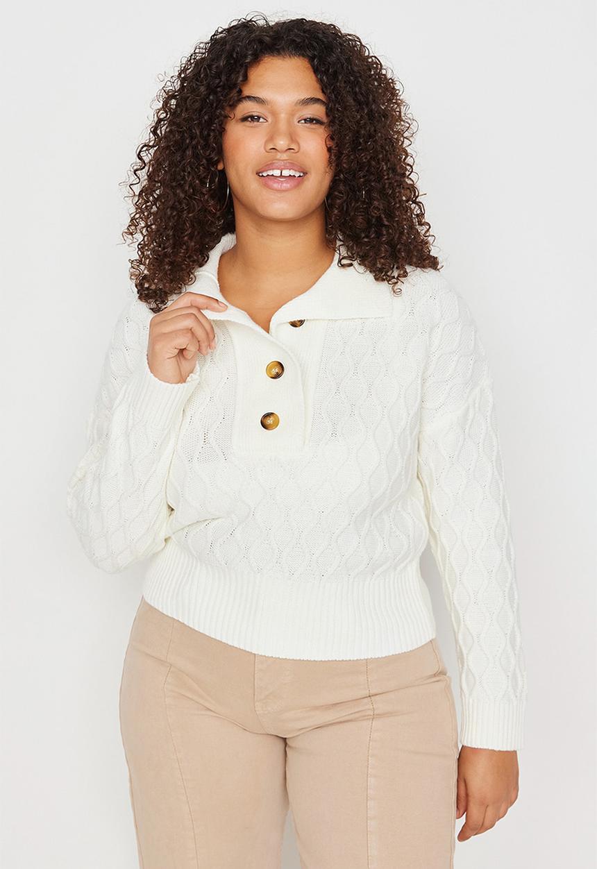 Trendyol - Plus knitwear sweater - ecru