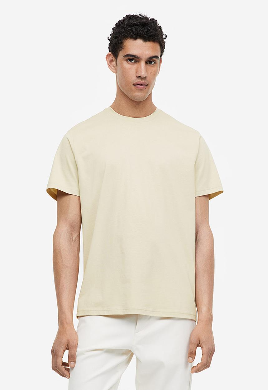 H&M - Regular fit pima cotton T-shirt - light beige