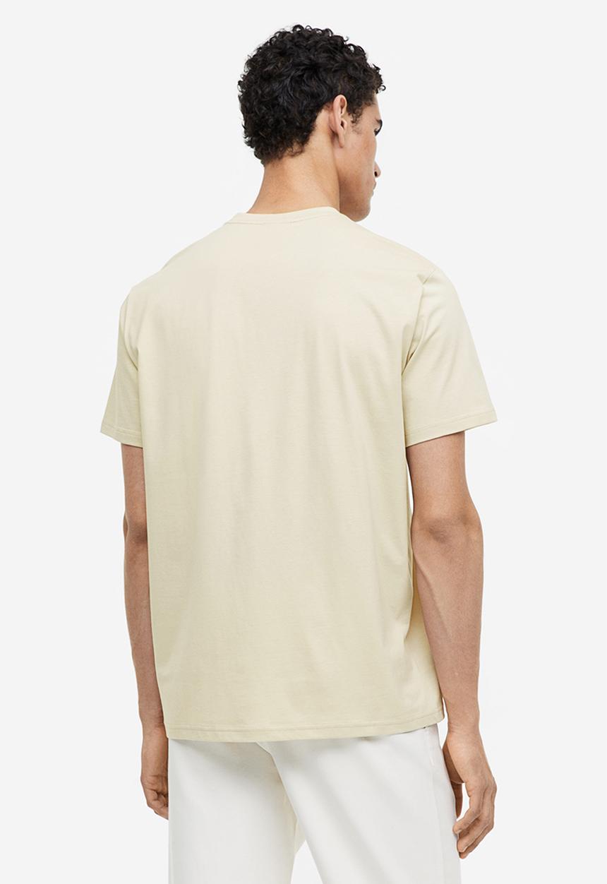 H&M - Regular fit pima cotton T-shirt - light beige