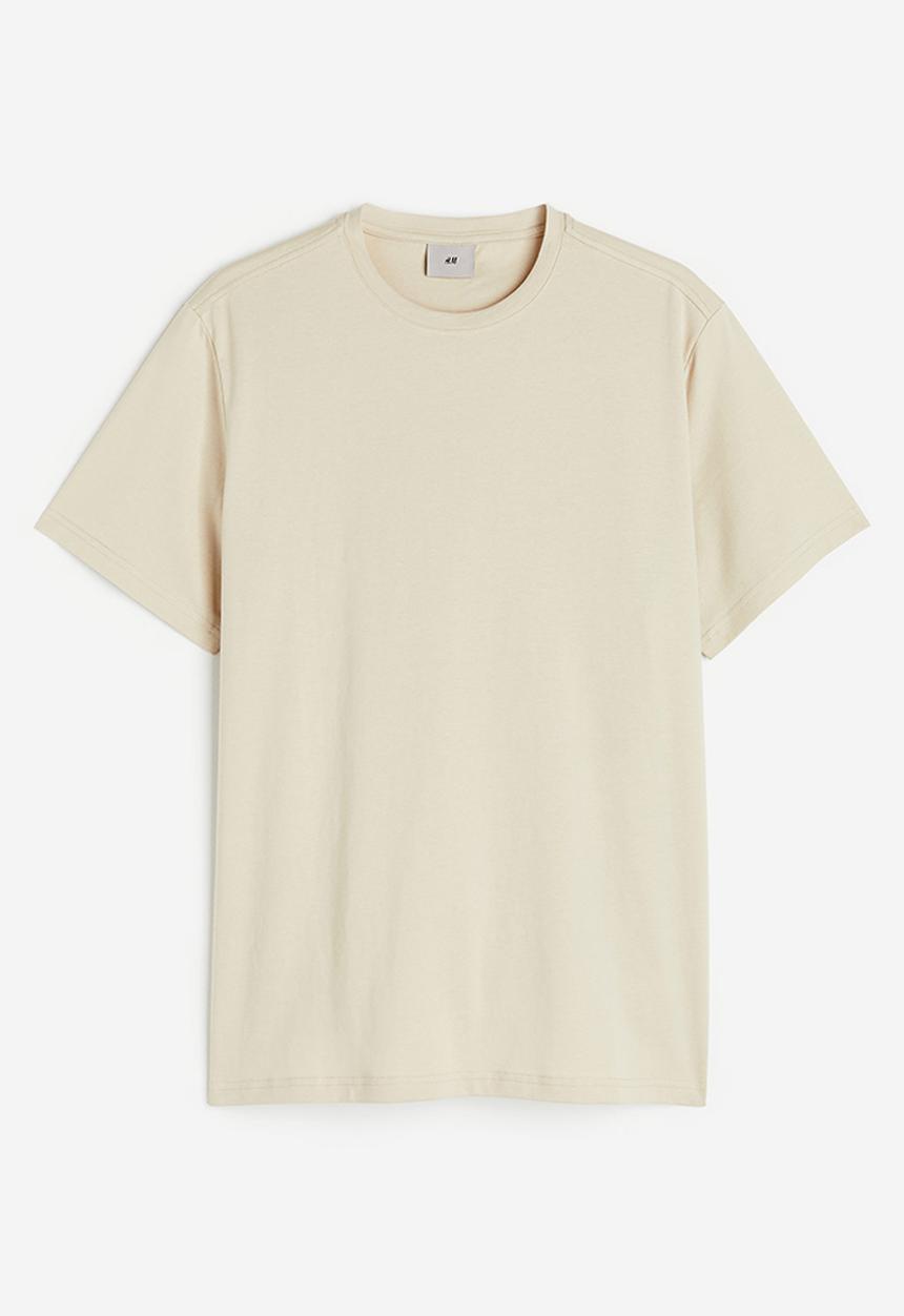 H&M - Regular fit pima cotton T-shirt - light beige