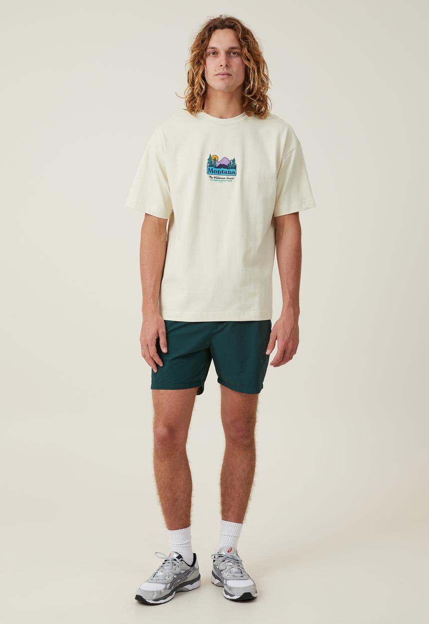 Cotton On - Box Fit Graphic T-Shirt - Ecru/Wilderness Awaits 