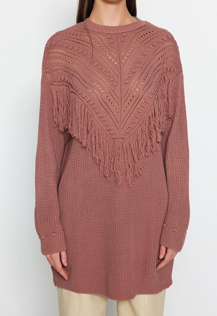 Trendyol - Tassel detail boho sweater - dried rose