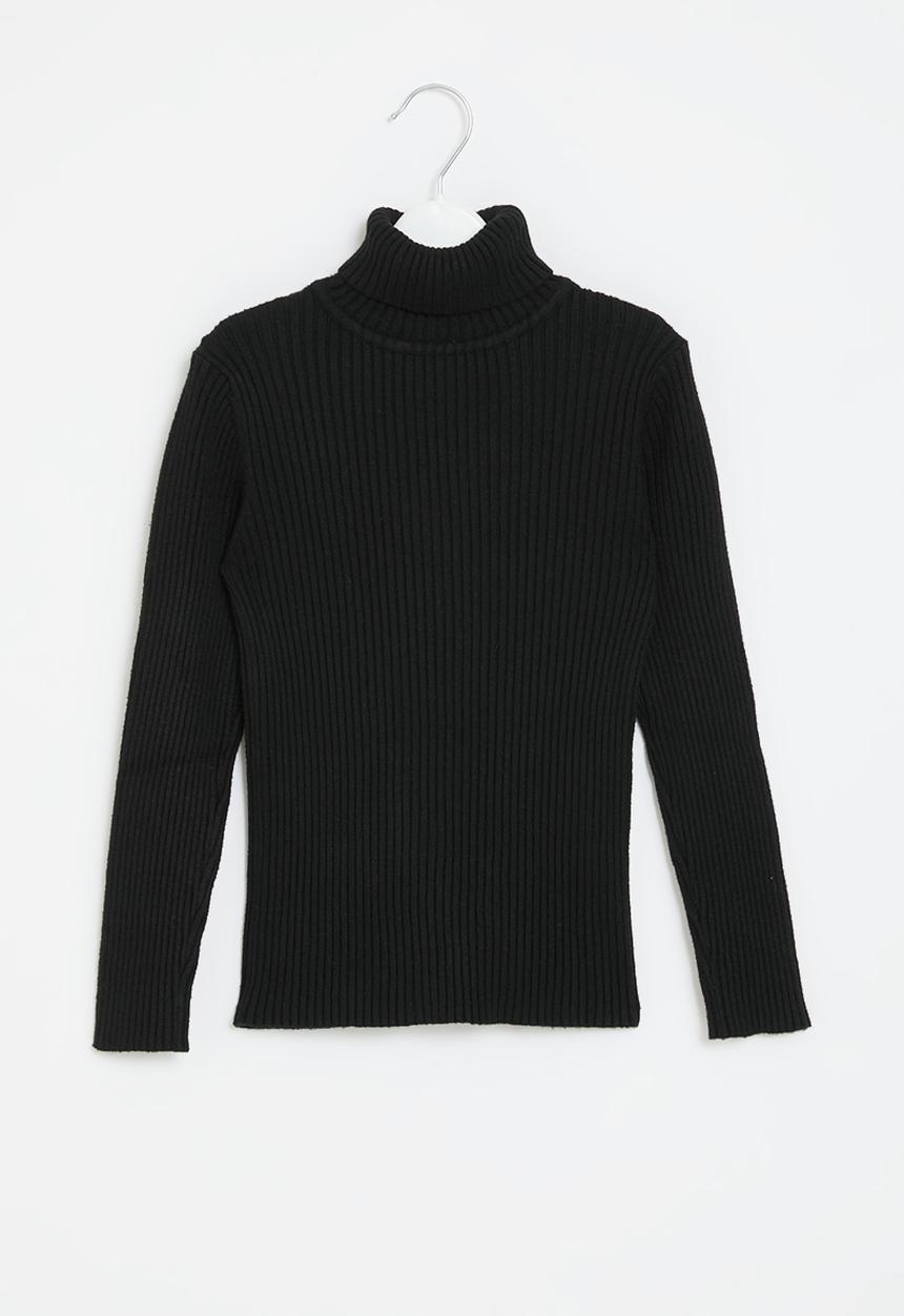 Pop Candy - Ribbed poloneck - black