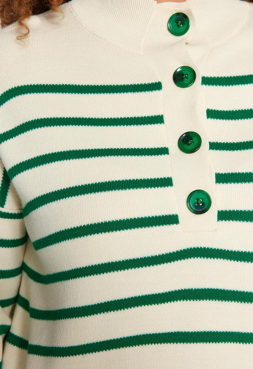 Trendyol - Plus striped sweater - green