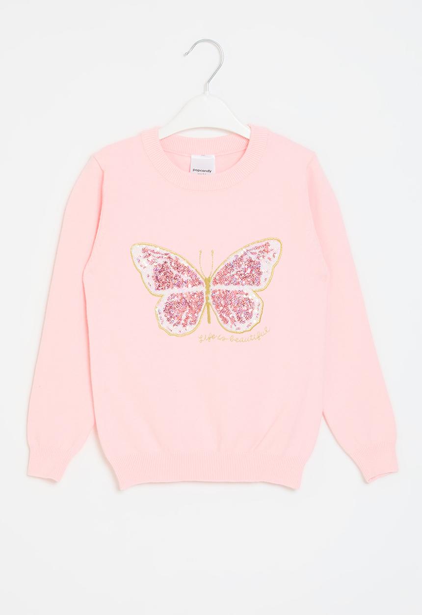 Pop Candy - Sequined butterfly sweater - pink