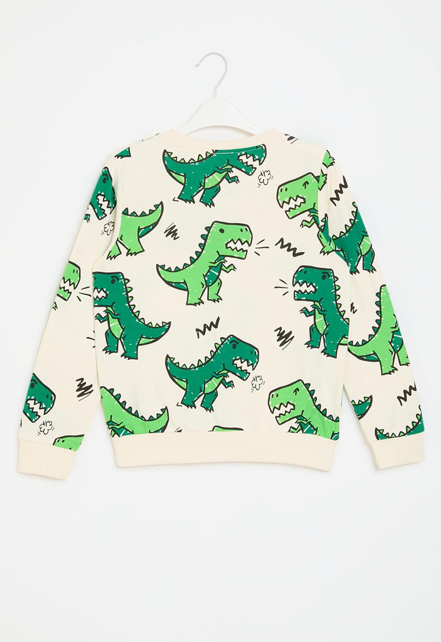Pop Candy - Dinosaur print sweatshirt - ecru/green