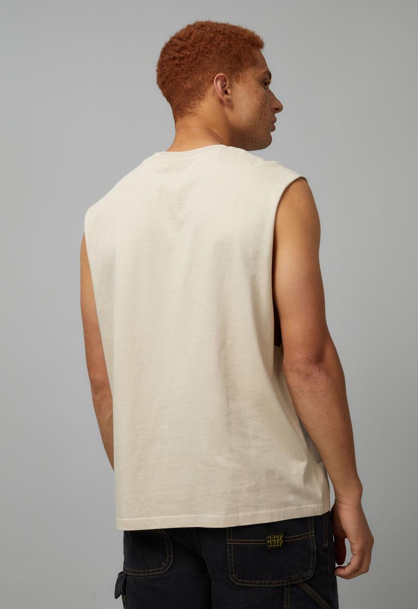 Factorie - Music Merch Muscle Tank - Lcn Bra Washed Beige/Tupac 