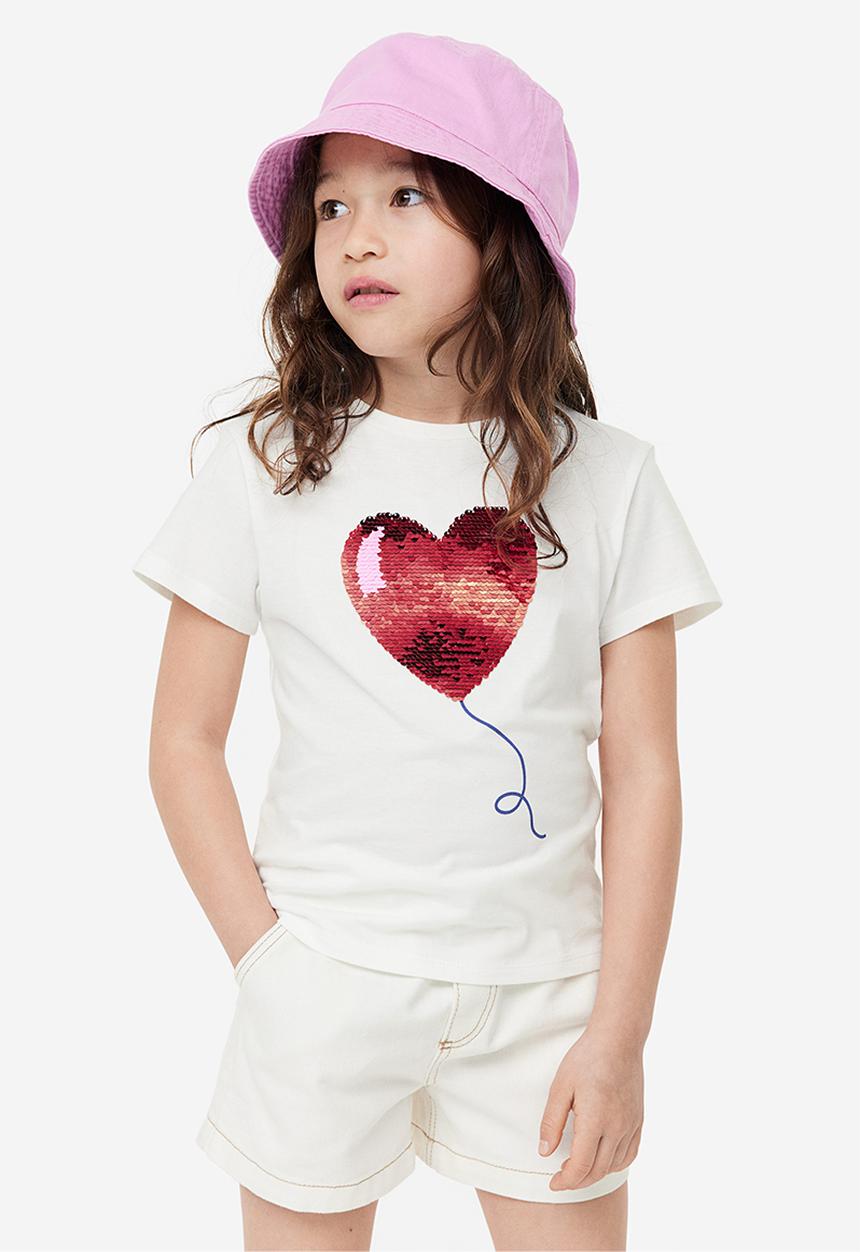 H&M - Top - white & heart balloon