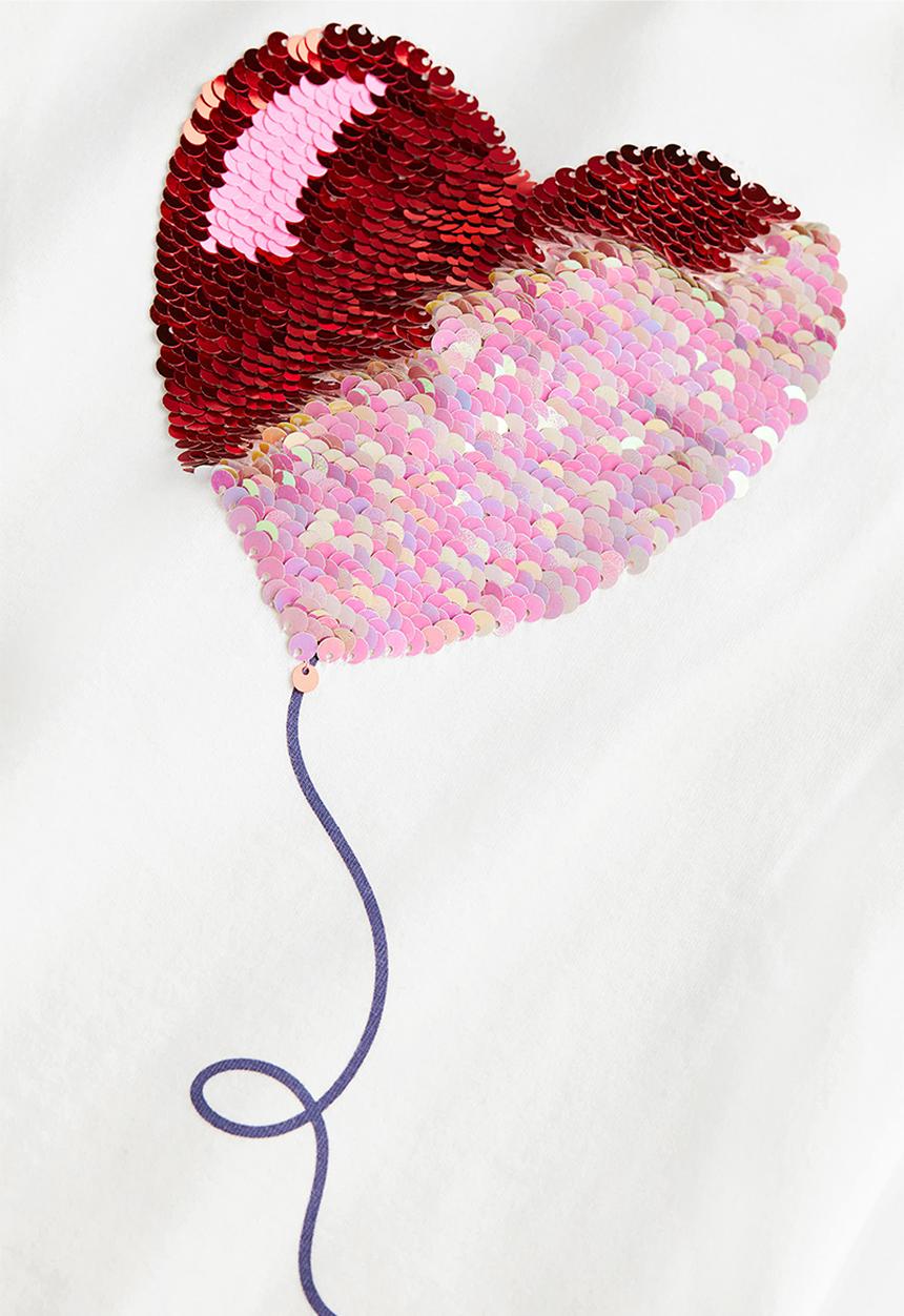 H&M - Top - white & heart balloon