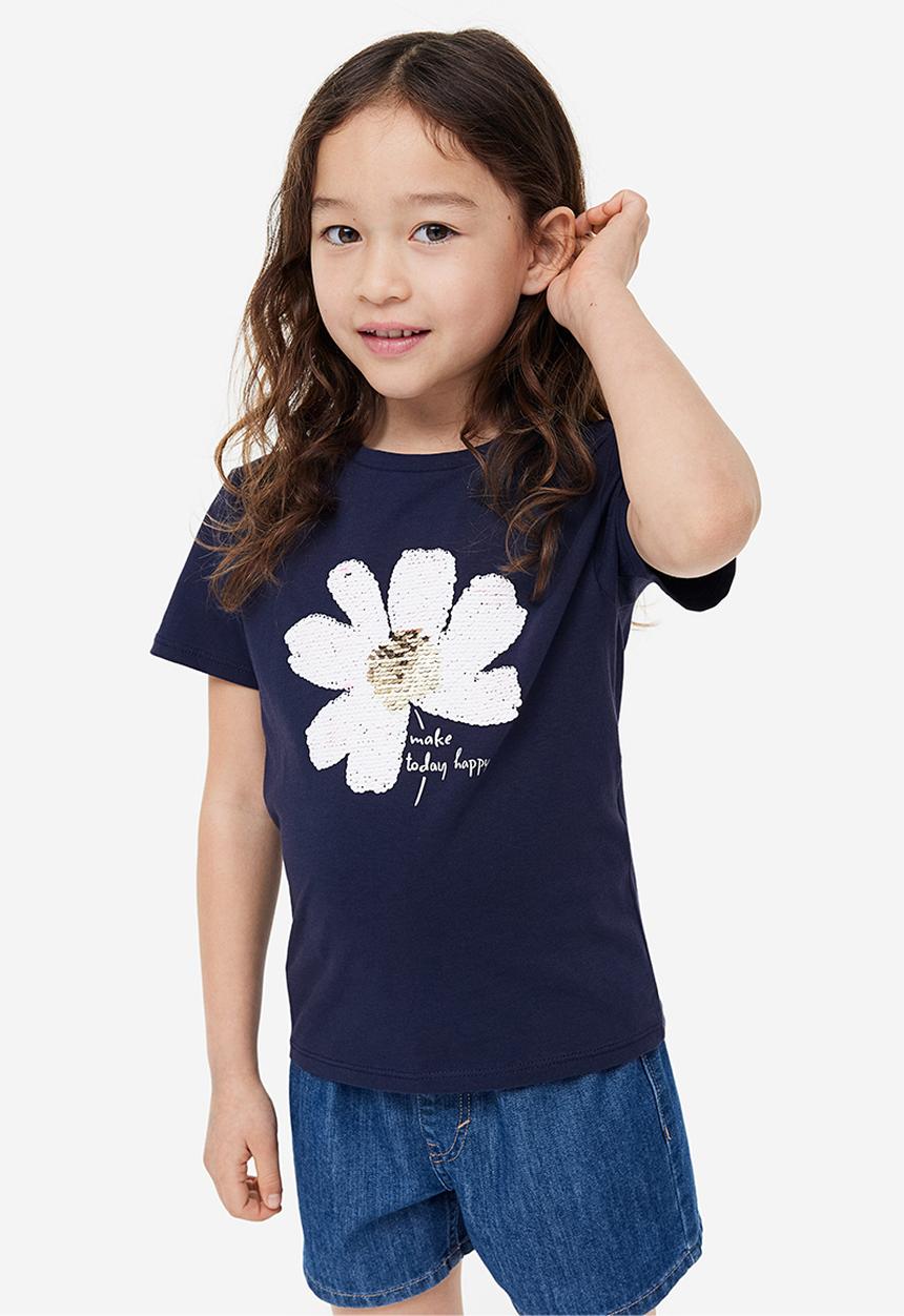 H&M - Top - dark blue flower