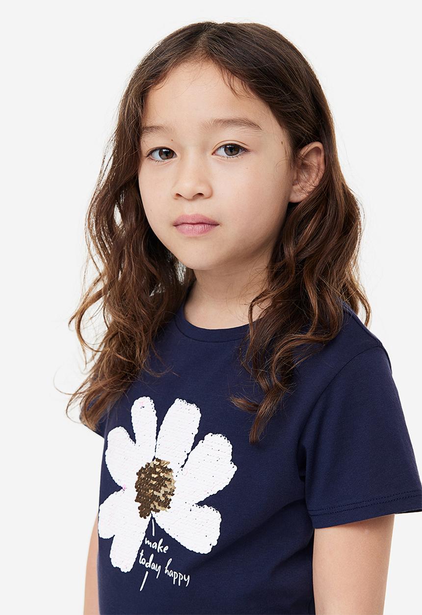 H&M - Top - dark blue flower