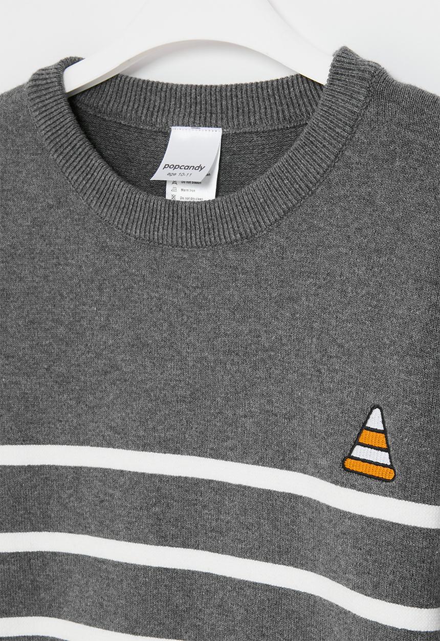 Pop Candy - Striped knitted sweater - grey & white