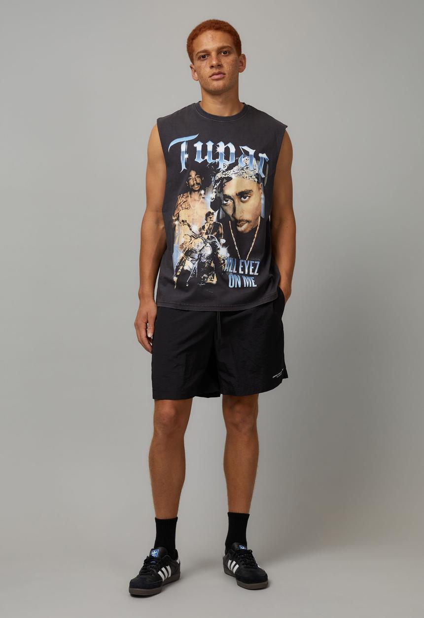 Factorie - Music Merch Muscle Tank - Lcn Bra Washed Black/Tupac