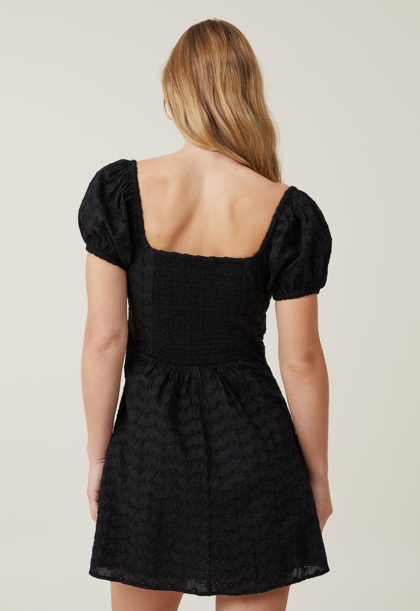 Cotton On - Corset Broderie Mini Dress - Black