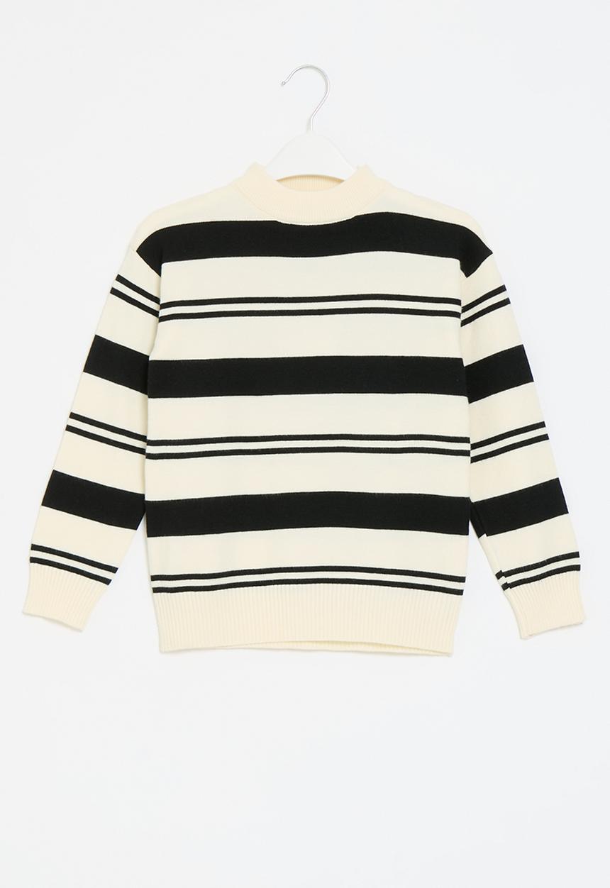 Pop Candy - Striped knitwear - black & ecru