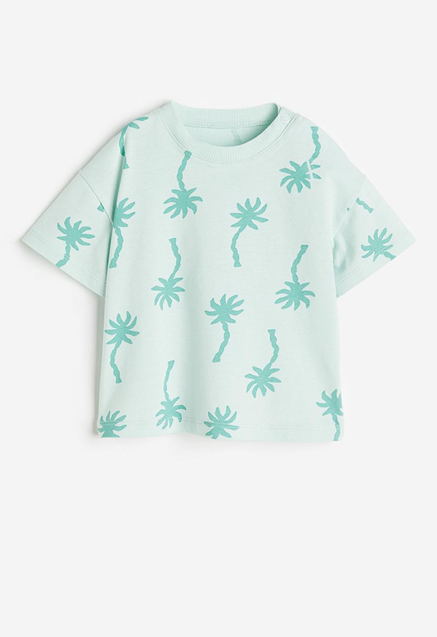 H&M - Printed t-shirt - mint green & palm trees