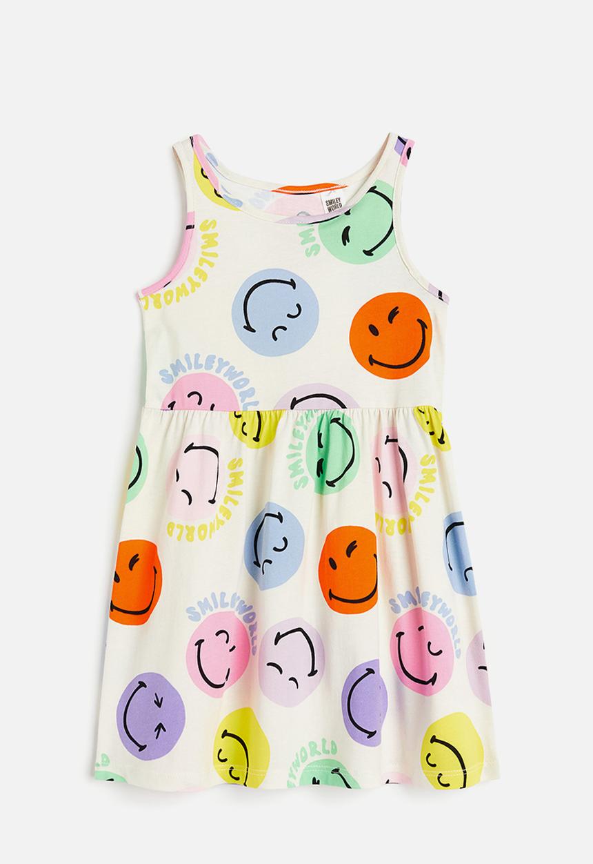 H&M - Printed cotton dress - white & smileyworld®